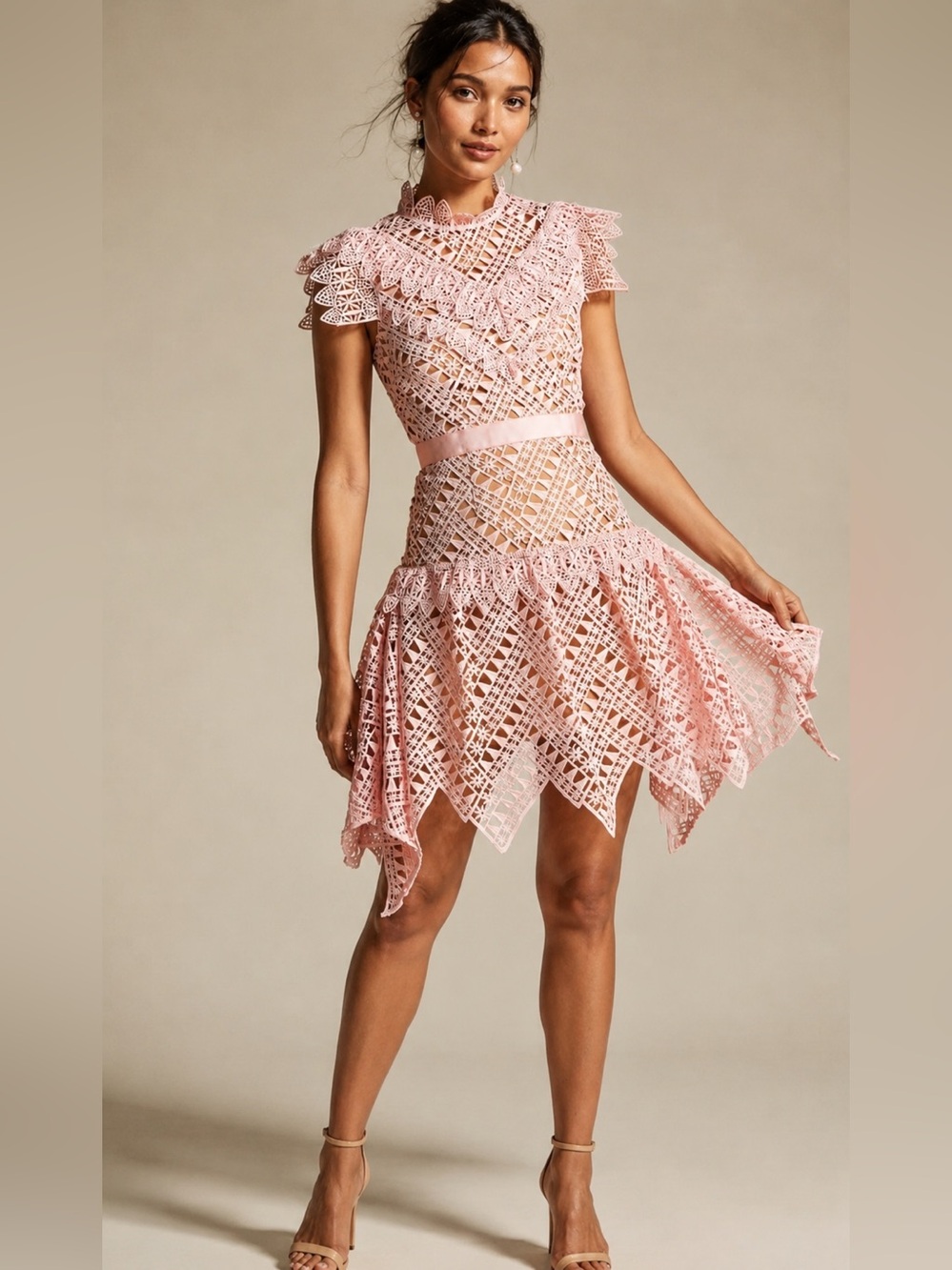 Self-Portrait Lace Short Sleeve Mini Dress Size 2